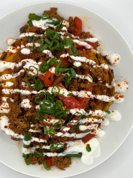 Beef Loaded Sweet Potato / Patate Douce Farcie de Boeuf